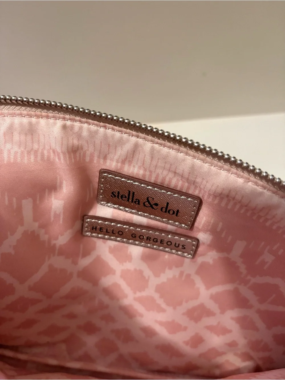 Stella & Dot Hello Gorgeous Metallic Chevron Zipper Clutch Pouch